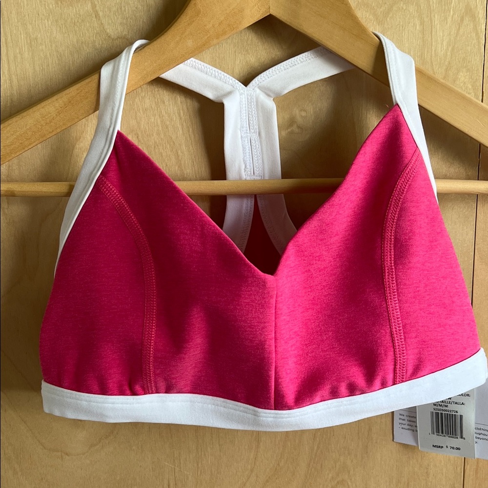Beyond Yoga Pink and White Sports Bra